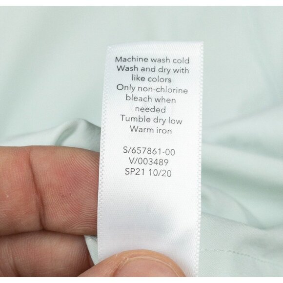 Athleta Midtown Shirt Women's Large Pale Green Button-Up Long Sleeve Polyester - Picture 8 of 12